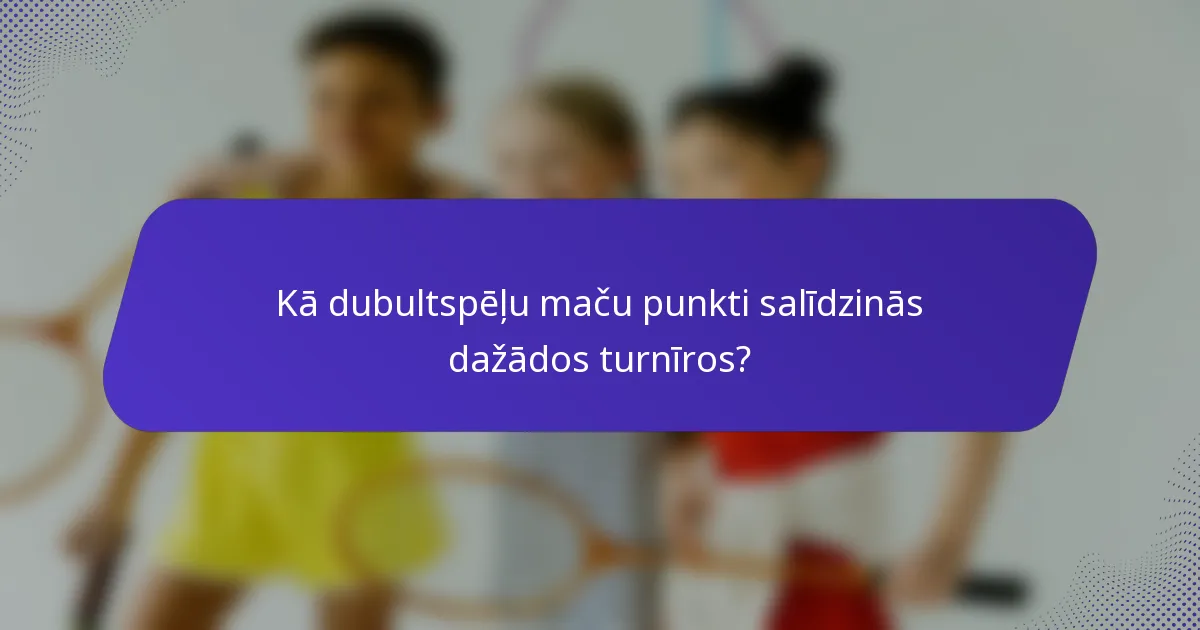 Kā dubultspēļu maču punkti salīdzinās dažādos turnīros?