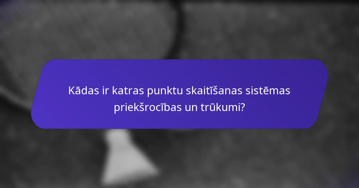 Kādas ir katras punktu skaitīšanas sistēmas priekšrocības un trūkumi?