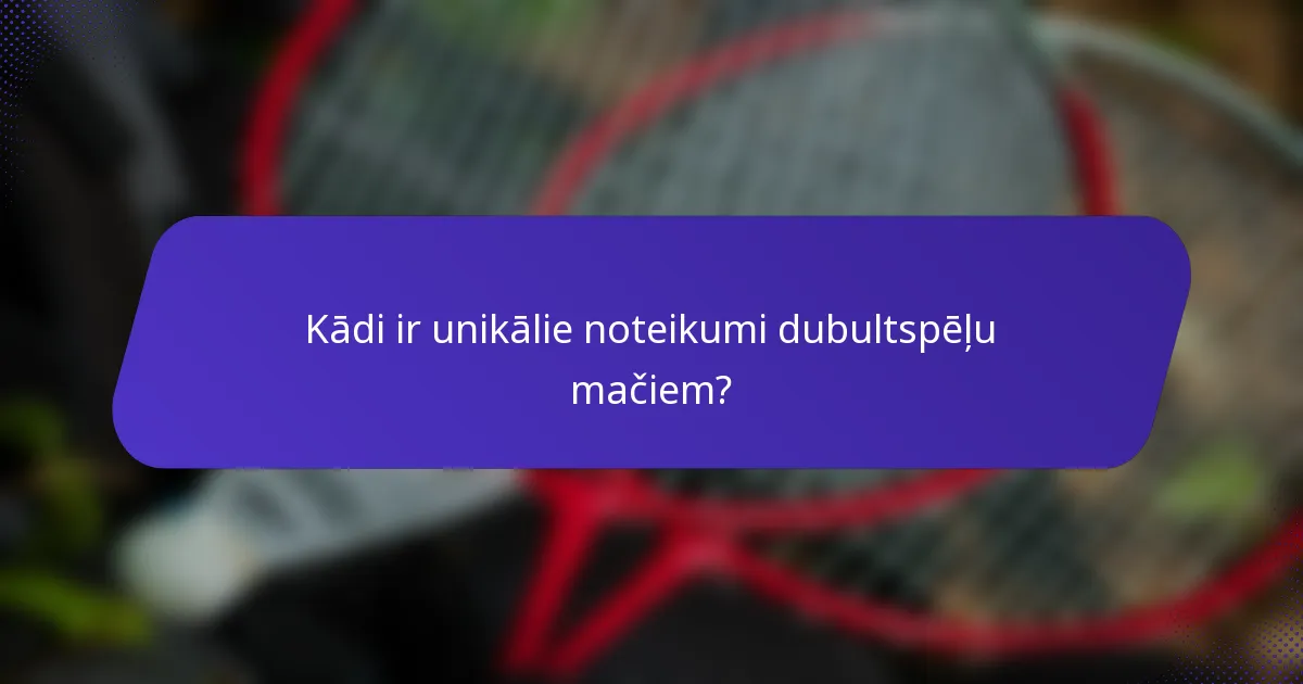Kādi ir unikālie noteikumi dubultspēļu mačiem?